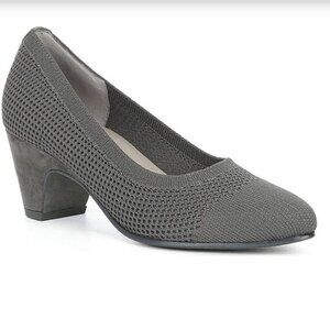Eileen Fisher Kiss Knit Gray Pointed Toe Sock Pumps 9